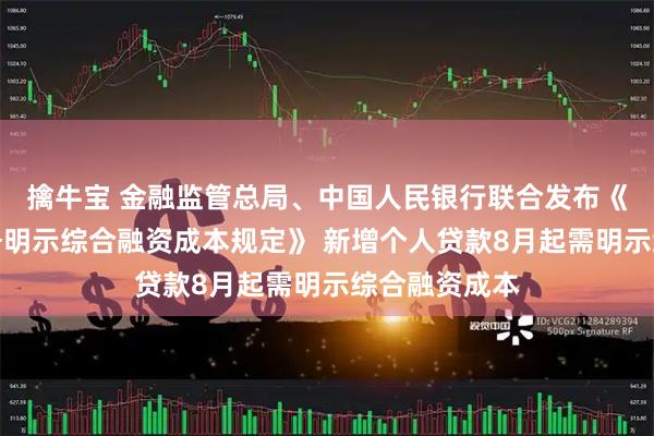 擒牛宝 金融监管总局、中国人民银行联合发布《个人贷款业务明示综合融资成本规定》 新增个人贷款8月起需明示综合融资成本