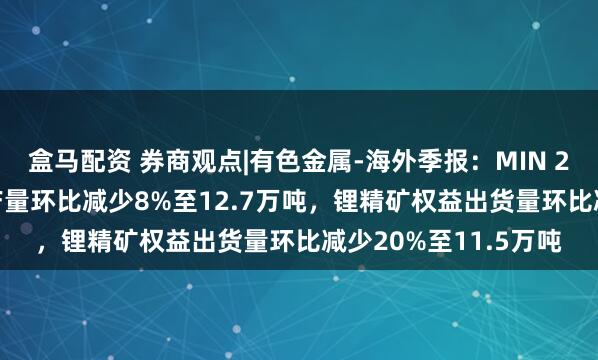 盒马配资 券商观点|有色金属-海外季报：MIN 2026Q1锂精矿权益产量环比减少8%至12.7万吨，锂精矿权益出货量环比减少20%至11.5万吨