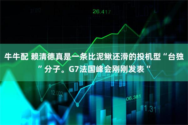 牛牛配 赖清德真是一条比泥鳅还滑的投机型“台独”分子。G7法国峰会刚刚发表“